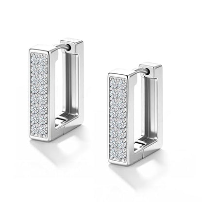Silver Hoop Earrings for Women Gold Square Huggie Earring for Daily Wear | ALEXCRAFT Hypoallergenic Small Cubic Zirconia Silver Earring Thin Hoop Huggie Earrings for Women Fashion Jewelry Gifts - color: Silver