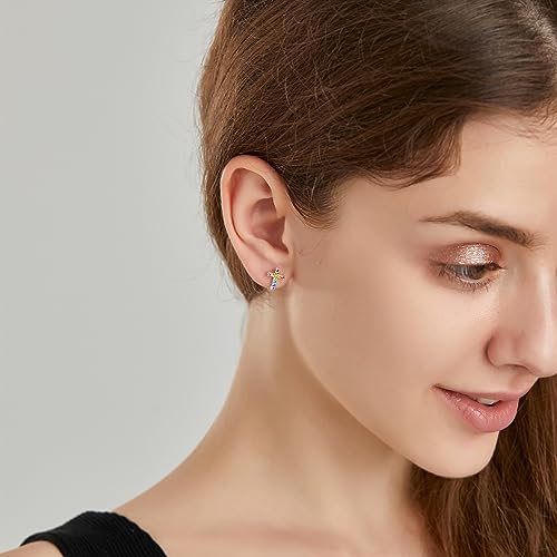 Cross Stud Earrings for Women,Initial Letter Cross Earrings Gifts Jewelry for Women - color: Stud Rainbow Cross