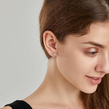 Cross Stud Earrings for Women,Initial Letter Cross Earrings Gifts Jewelry for Women - color: Stud Rainbow Cross