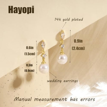 Pearl Earrings for Women:Gold Wedding Dangle Drop Earring Pearl Jewelry | 14K Gold Plated Pearl Drop Earrings for Women,Dainty Wedding Bride Earring Studs,Gold Dangle Drop Earring,Waterproof Jewelry - size: 1 pcs-17