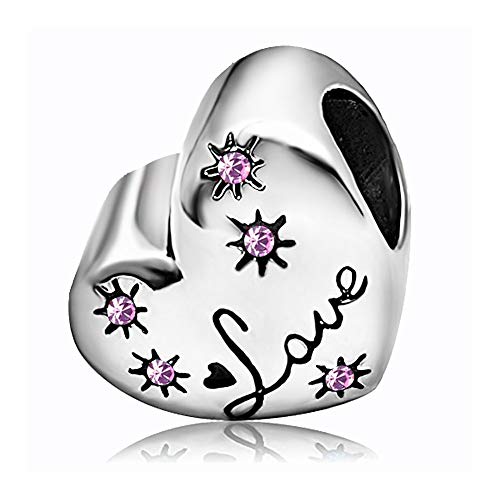 KunBead January-December Birthstone Footprint Heart Birthday Love Bead Charms Compatible with Pandora Bracelet for Mom Daughter Grandma Granddaughter - color: June