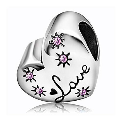 KunBead January-December Birthstone Footprint Heart Birthday Love Bead Charms Compatible with Pandora Bracelet for Mom Daughter Grandma Granddaughter - color: June