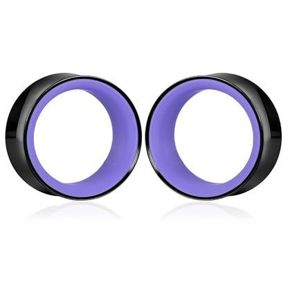 DOEARKO 2Pcs Ear Gauges Hollow 316L Stainless Steel Double Flared Ear Plugs Tunnels Stretcher Body Piercing Earring Jewelry for Women Men 2G(6mm)-1"(25mm) - color: B&P, size: 16mm(5/8")