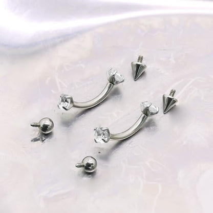 16G Eyebrow Piercing Jewelry Surgical Steel Internal Thread Curved Barbell Tiny Eyebrow Ring Vertical Labret Lip Jewelry Ear Rook Small Christmas Belly Button Ring for Women Men - color: white