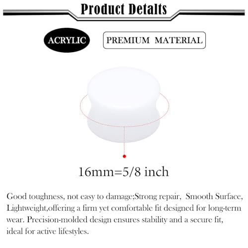 6G-50mm Solid Ear Plugs Tunnels for Women Men Double Flared Saddle Ears Gauge Plug Stretcher Expander Piercing Body Jewelry Black White Clear 1 Pairs - color: White Tone, size: 16mm = 5/8 inch