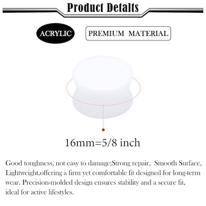 6G-50mm Solid Ear Plugs Tunnels for Women Men Double Flared Saddle Ears Gauge Plug Stretcher Expander Piercing Body Jewelry Black White Clear 1 Pairs - color: White Tone, size: 16mm = 5/8 inch