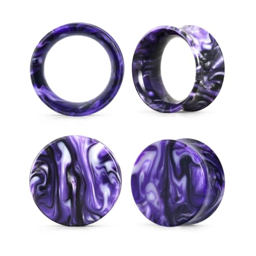 COOEAR Ear Plugs Tunnels Piercing Gauges for Ears, Double Flared Expander Stretchers, 2 Pairs Colorful Acrylic Earrings. - color: Y6604z, size: 8mm