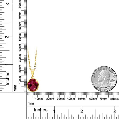 Gem Stone King 11X9MM Oval Gemstone Birthstone Pendant Necklace | 925 Sterling Silver | Solitaire Necklace For Women | With 18 Inch Chain | Fine Jewelry Gifts for Mom Women Wife Her - color: Created Ruby-July