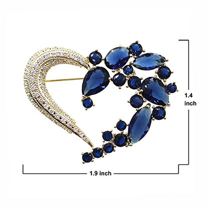 Brooch Pins for Women Girls Fashion Flower Crystal Rhinestone Pearl Jewelry - color: dark blue