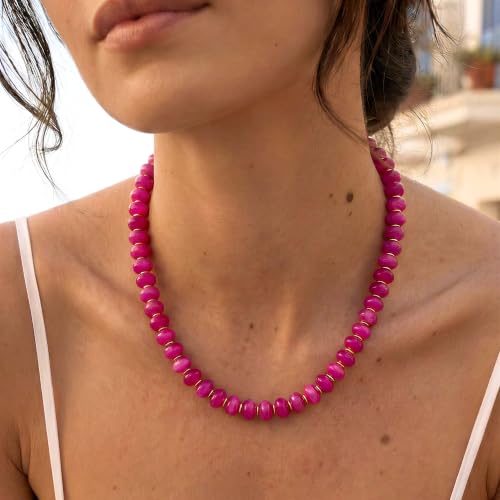 Chunky Beaded Necklace for Women, Colorful Trendy Statement Summer Jewelry Gift - color: necklace-39