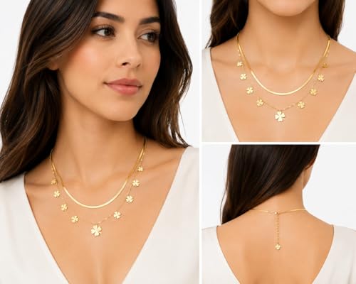 Rich London 18K Rose Gold Plated 2-in-1 Clover Heart Pendant Necklace for Women | Elegant Crystal Charm Jewellery - color: Lucky Charm