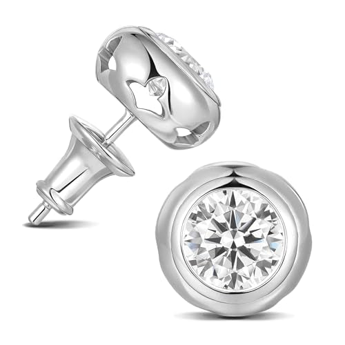 0.6-4 Carat 5A Cubic Zirconia/Simulated Emerald Sparkle Stud Earrings for Women, Hypoallergenic 925 Sterling Silver Posts, Anniversary Birthday Valentines Mothers Day Jewelry Gift - color: White Gold, size: 0.6 Carat (0.30ct * 2)