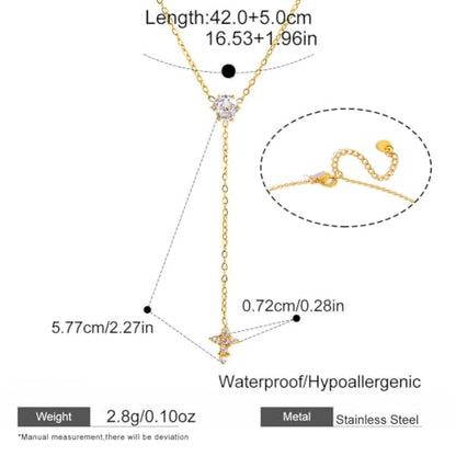 Lariat Necklace for Women CZ Y Shaped Necklaces Summer Birthday Jewelry Gifts - color: Gold Cross Drop