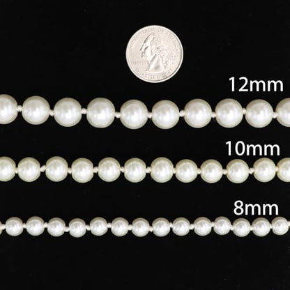 Rosemarie & Jubalee Women's Stunning Simulated Glass Pearl Knotted Strand Pearl Necklace - color: Cream, Gold, size: 8mm, style: 36" Endless