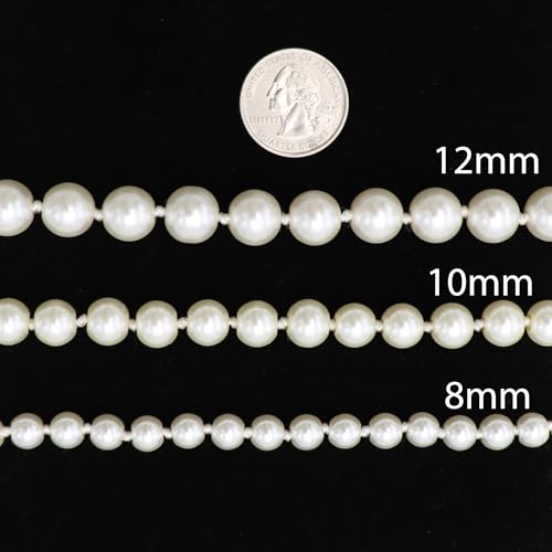 Rosemarie & Jubalee Women's Stunning Simulated Glass Pearl Knotted Strand Pearl Necklace - color: White, Silver, size: 8mm, style: 16"+3" Extender