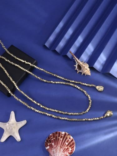 Long Pearl Necklaces for Women Layer Lariat Tie Necklace Adjustable Long Beaded Y Drop Choker Necklacess Bohemian Beach Wedding Party Jewelry Gifts - color: A-Gold