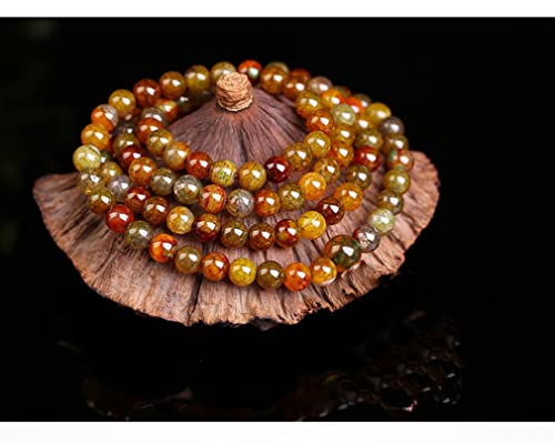 Natural Stone&925 Sterling Silver/18K Gold Anklet,│4MM│9-12 in│, Hand Woven, Adjustable Size - color: Brown Dragon Agate