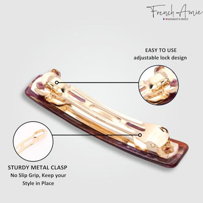 French Amie Bar Purple Touch Small 2 1/4 Inch Hair Clip Barrette | Handmade Cellulose Acetate Durable Grip For Women Girls Teens Everyday Style - color: Purple Touch