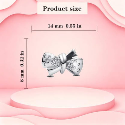 925 Sterling Silver Charms Pendants Mom Heart Dog koi fish Sea Turtle Football Charms for bracelet Pendants Beads Mom Sister Wife Family, Friends, Birthday gifts - style: Bow Charm-Silvr