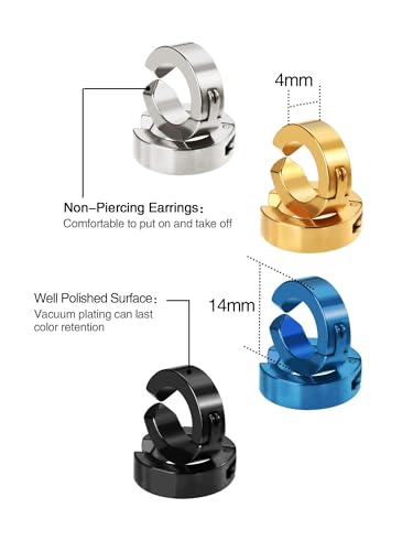 10 Pieces Non-Piercing Earrings Ear Clip Fake Ear Hoops for Men and Women Stainless Steel - color: 5 Pairs Set