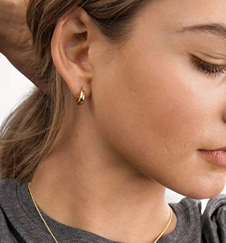 14K Gold Small Hoop Earrings Silver Post Open Hoops Earrings for Women | Hypoallergenic - color: A-14K Gold