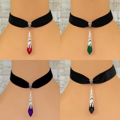ONLYJUMP Gothic Vampire Bat Earrings Necklace Set for Women Vintage Goth Dark Bat Earrings Blood Pendant Necklaces Mystic Witch Halloween Costume Jewelry Gifts - style: Red