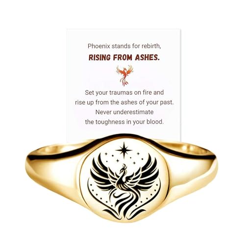 LIU JUN Rise From Ashes Phoenix Signet Ring Phoenix Ring Rise From Ashes Phoenix Signet Ring for Women Phoenix Ring for Women - color: Gold, size: 7