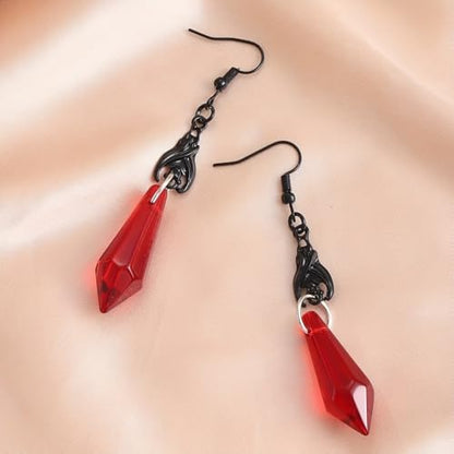 ONLYJUMP Gothic Vampire Bat Earrings Necklace Set for Women Vintage Goth Dark Bat Earrings Blood Pendant Necklaces Mystic Witch Halloween Costume Jewelry Gifts - style: Red bat