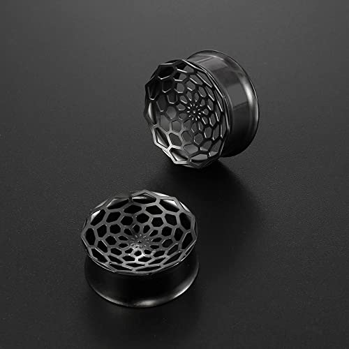 1 Pair New Classic gauges Ear Plugs Tunnels Hypoallergenic 316 Stainless Steel Ear Gauges 8mm-25mm (0G-1") Body Piercing Jewelry - color: Black-1277, size: 0G(8mm)