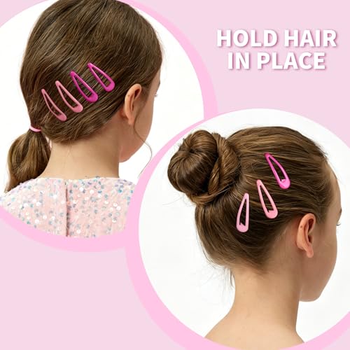 Teenitor 50Pcs Hair Barrettes Pink Snap Hair Clips, 2 Inch Hair Barrettes Hair Clips for Women Hair Barrettes for Women with Glitter Pink - color: Pink/Light Pink/Hot Pink/Glitter Silver/Glitter Pink