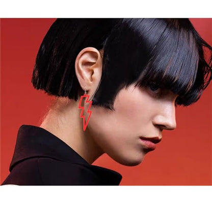 ONLYJUMP Acrylic Exaggerated Lightning Earrings Statement Punk Retro Geometric Delicate Neon Personalized Earrings Accessory Jewelry for Women - color: Red
