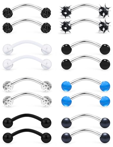 Jenxnjsjo 14G Snake Frog Eyes Piercing Jewelry Tongue for Women Men 14mm 9/16in Bars Extra Long Belly Naval Button Rings Snake Bite Curved Barbells Surgical Stainless Steel - color: Black