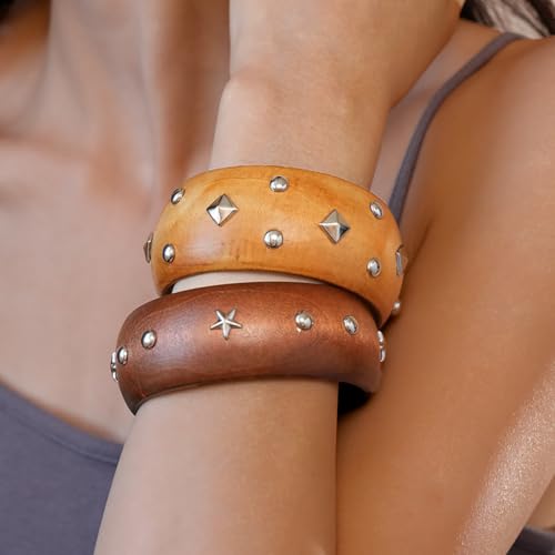 Acrylic Resin Bracelet for Women Chunky Square Bracelets Wide Wristbands Bangle Punk Jewelry