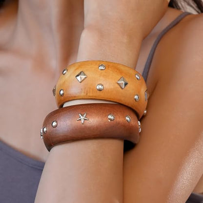 Acrylic Resin Bracelet for Women Chunky Square Bracelets Wide Wristbands Bangle Punk Jewelry