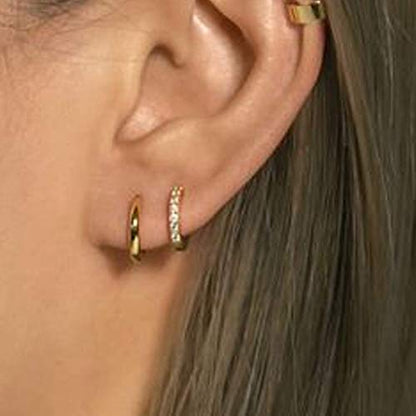 Gacimy Hoop Earrings for Women 14K Gold Plated Cartilage Stud Small Huggie Ear Cuff - color: 14K White Gold Plated & CZ, size: 15MM