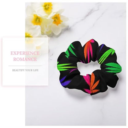 Coil Hair Ties for Thick Hair Trippy Neon Weedleaf Leaves, Strong Hold Spiral Scrunchies, No-Crease Ponytail Holder for Women with Long or Thick Hair - color: Style (860)