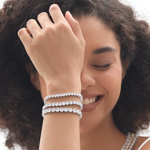 Michooyel Tennis Bracelet Iced Out Bracelet Prong-Setting 5A Cubic Zirconia Bracelet for Women 3mm 4mm 5mm 6mm, 6/7/8/9 Inches - color: White Gold, size: 8 Inches, style: 3MM