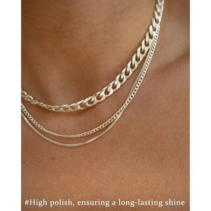 3PCS Gold Necklaces for Women,Chunky Statement Gold Plated Necklace Stack Layered Sterling Silver Herringbone Chains for Women Dainty Trendy Silver Chains Stacked Jewelry Gifts - color: silver statement necklace set