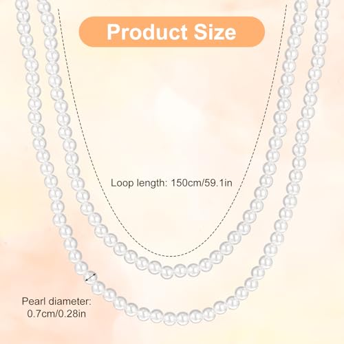 59" Long Pearl Necklace, Fashion Faux Pearls Pendants 1920s Beads Cluster Long Pearl Necklace for Costume Party Jewelry Vintage Elegant Pearls for Women Wedding Halloween
