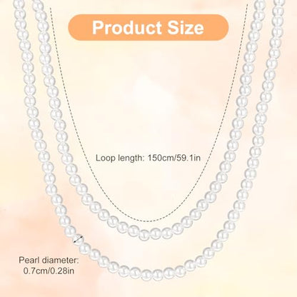 59" Long Pearl Necklace, Fashion Faux Pearls Pendants 1920s Beads Cluster Long Pearl Necklace for Costume Party Jewelry Vintage Elegant Pearls for Women Wedding Halloween