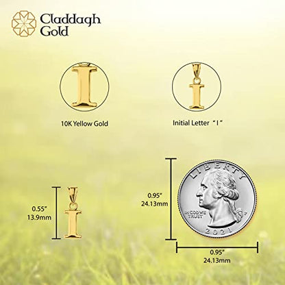 10K Yellow Gold Fine Mini Dangling Initial A-Z Charm 1/2" Pendant - Choice of Initial Letter - style: Letter I Initial Charm