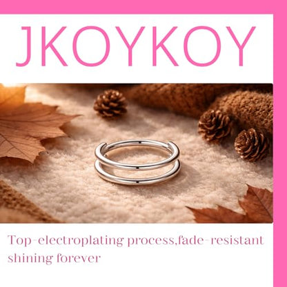 Cartilage Earring Hoop 316L Surgical Steel Conch Piercing Jewelry 16/18G Double Rows Nose Rings Hoops Hinged Segment Clicker Helix Rook Daith Piercing Jewelry 6/8/10/12mm - color: D1-Silver, size: 18G-12mm