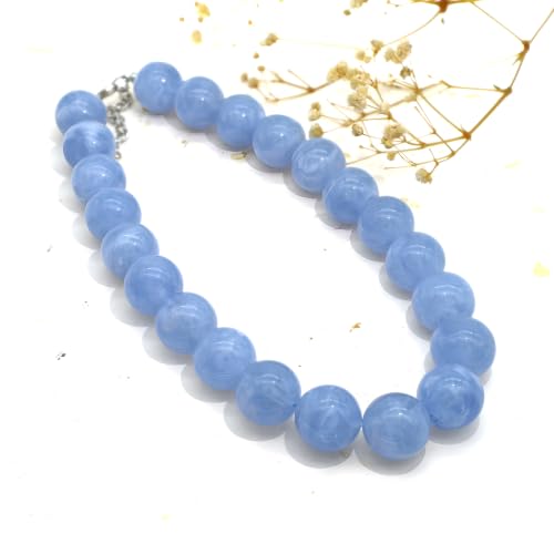 JNF Chunky Beaded Necklaces Women Large Big Ball Bead Choker Necklace Bold Statement Beads jewelry Gift - color: gemstone neckalce sea blue