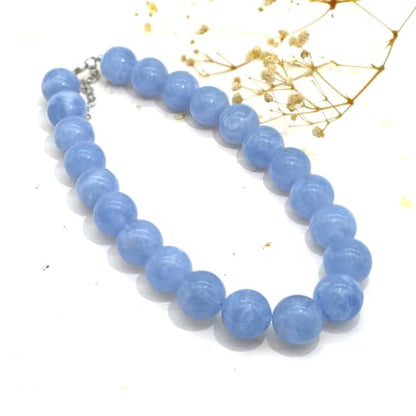 JNF Chunky Beaded Necklaces Women Large Big Ball Bead Choker Necklace Bold Statement Beads jewelry Gift - color: gemstone neckalce sea blue