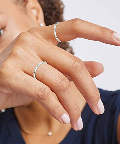 RLMOON Gold Ring Set for Women Dainty Silver Rose Gold Stackable Rings | 14K Gold Plated Simple Heart CZ Pinky Stacking Thumb Rings Plain Band Size 4-12(8-12PCS) - color: Silver Rings