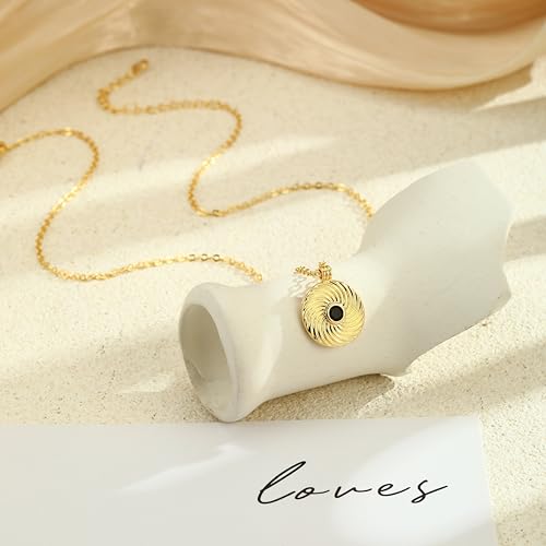 Gold Necklace For Women, Layered 14K Real Gold Plated Necklaces For Women,Dainty Gold Paperclip Chain Tear Circle CZ Pendant Necklace Stack,Trendy Gold Jewelry Set Gifts - style: Black CZ Diamond Circle Pendant-Gold