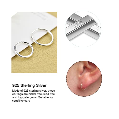 EPIRORA Silver Hoop Earrings- Cartilage Endless Small Hoop Earrings Set for Women Men, 3 Pairs of Hypoallergenic 925 Sterling Silver Tragus Earrings Nose Lip Rings - color: 3 Pairs(8mm*3)-Silver/Gold/Rose Gold