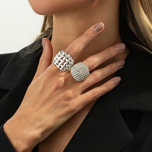 MIFYNN Chunky Gold Rings for Women Non Tarnish Thick Gold Heart Knuckle Thumb Finger Rings Birthday Valentine's Day Gifts for Girlfriend Wife - color: B