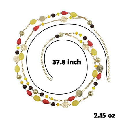 Bocar Long Necklaces for Women Trendy, Boho Layered Crystal Beaded Collar Necklaces for Women, Fashion Statement Necklaces Jewelry - color: Yellow