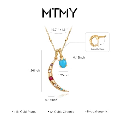 MTMY Gold Moon Pendant Necklace for Women,14K Gold Plated Dainty Chain Crescent Moon Sun Star Necklace Jewelry - style: mix moon